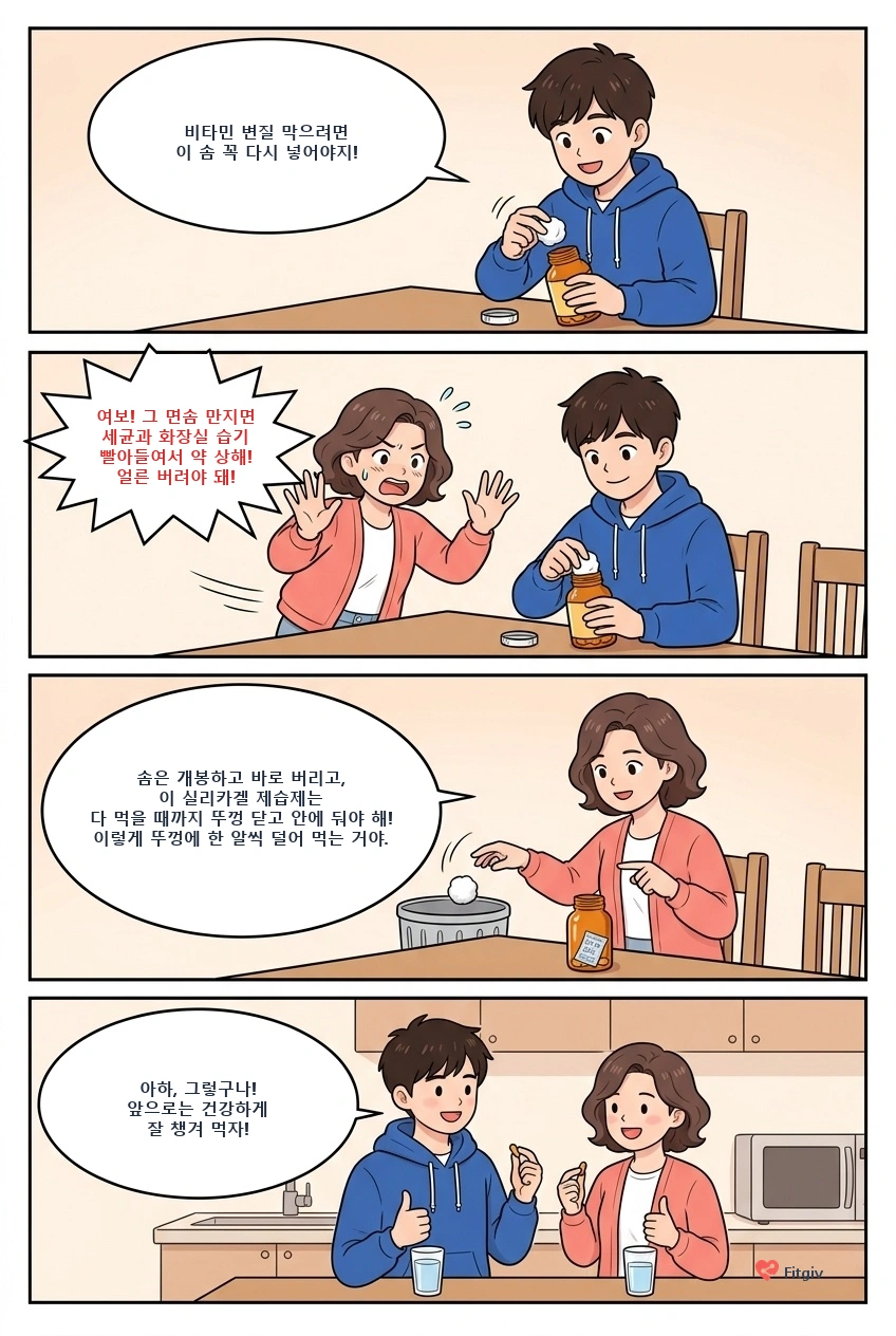 영양제 병에 솜 다시 넣으려다 등짝 맞은 남편